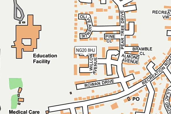 NG20 8HJ map - OS OpenMap – Local (Ordnance Survey)