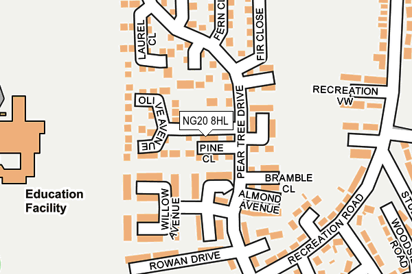 NG20 8HL map - OS OpenMap – Local (Ordnance Survey)