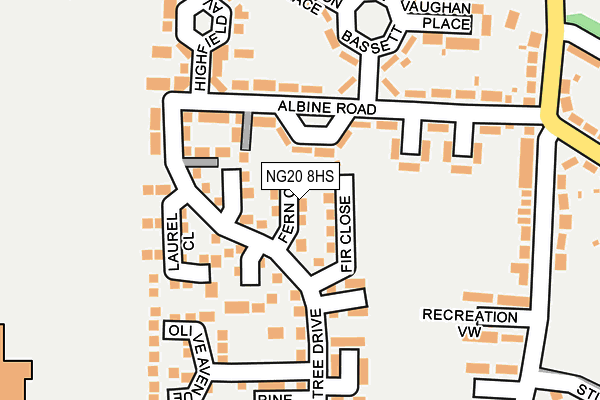 NG20 8HS map - OS OpenMap – Local (Ordnance Survey)