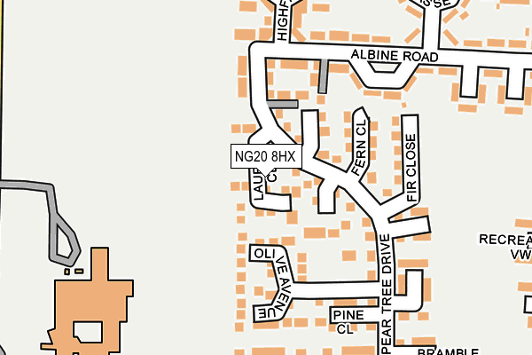 NG20 8HX map - OS OpenMap – Local (Ordnance Survey)