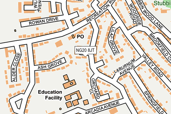 NG20 8JT map - OS OpenMap – Local (Ordnance Survey)