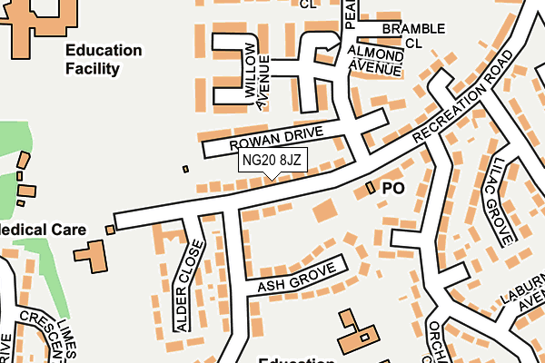 NG20 8JZ map - OS OpenMap – Local (Ordnance Survey)