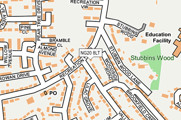 NG20 8LT map - OS OpenMap – Local (Ordnance Survey)