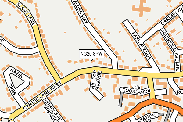 NG20 8PW map - OS OpenMap – Local (Ordnance Survey)