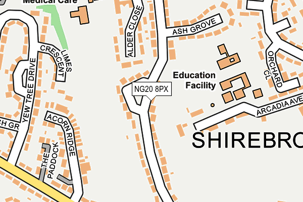 NG20 8PX map - OS OpenMap – Local (Ordnance Survey)