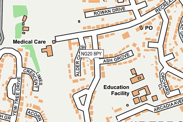 NG20 8PY map - OS OpenMap – Local (Ordnance Survey)