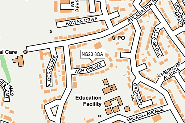 NG20 8QA map - OS OpenMap – Local (Ordnance Survey)