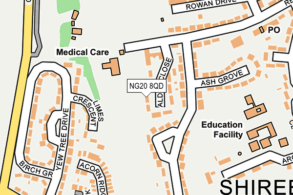 NG20 8QD map - OS OpenMap – Local (Ordnance Survey)