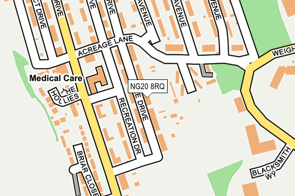 NG20 8RQ map - OS OpenMap – Local (Ordnance Survey)