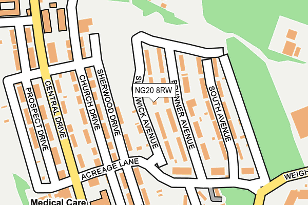 NG20 8RW map - OS OpenMap – Local (Ordnance Survey)