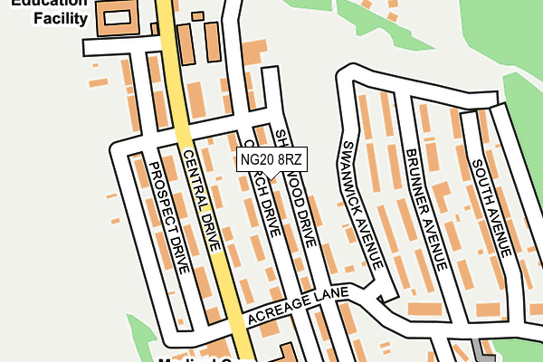 NG20 8RZ map - OS OpenMap – Local (Ordnance Survey)