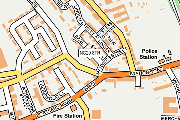 NG20 8TR map - OS OpenMap – Local (Ordnance Survey)