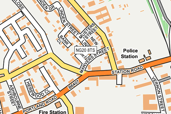 NG20 8TS map - OS OpenMap – Local (Ordnance Survey)