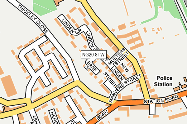 NG20 8TW map - OS OpenMap – Local (Ordnance Survey)