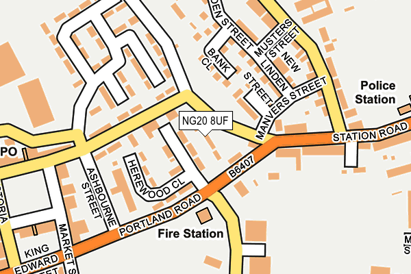 NG20 8UF map - OS OpenMap – Local (Ordnance Survey)
