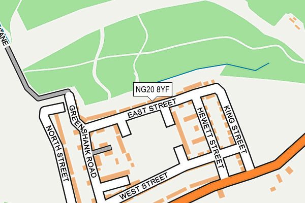 NG20 8YF map - OS OpenMap – Local (Ordnance Survey)