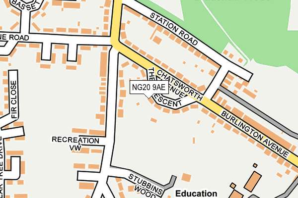 NG20 9AE map - OS OpenMap – Local (Ordnance Survey)