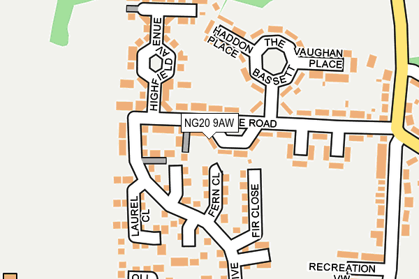 NG20 9AW map - OS OpenMap – Local (Ordnance Survey)