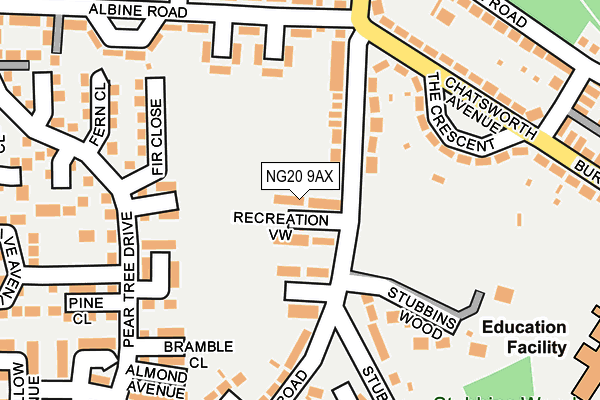 NG20 9AX map - OS OpenMap – Local (Ordnance Survey)