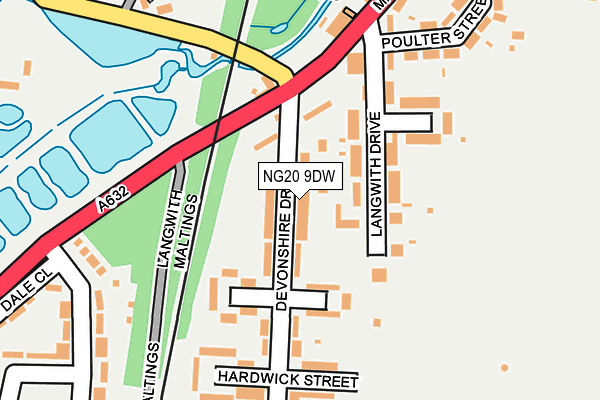 NG20 9DW map - OS OpenMap – Local (Ordnance Survey)