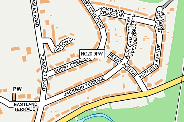 NG20 9PW map - OS OpenMap – Local (Ordnance Survey)
