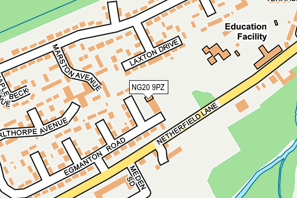 NG20 9PZ map - OS OpenMap – Local (Ordnance Survey)
