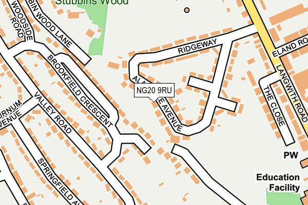 NG20 9RU map - OS OpenMap – Local (Ordnance Survey)