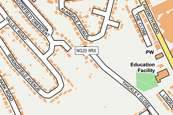 NG20 9RX map - OS OpenMap – Local (Ordnance Survey)