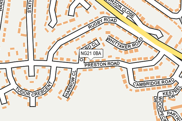 NG21 0BA map - OS OpenMap – Local (Ordnance Survey)