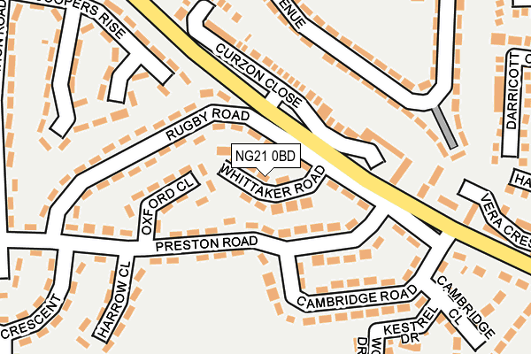 NG21 0BD map - OS OpenMap – Local (Ordnance Survey)