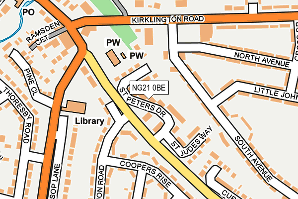 NG21 0BE map - OS OpenMap – Local (Ordnance Survey)