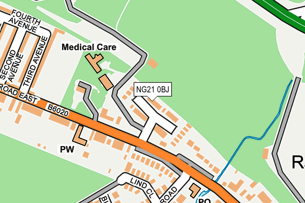 NG21 0BJ map - OS OpenMap – Local (Ordnance Survey)