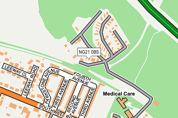 NG21 0BS map - OS OpenMap – Local (Ordnance Survey)