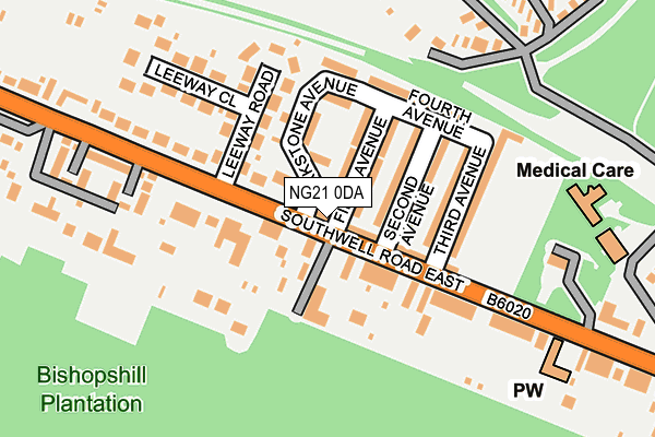 NG21 0DA map - OS OpenMap – Local (Ordnance Survey)