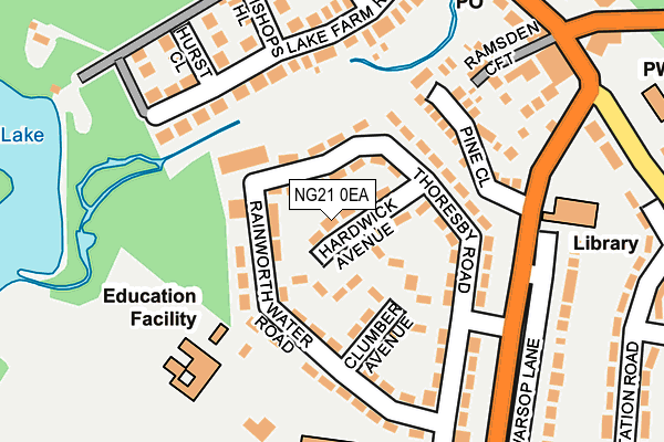 NG21 0EA map - OS OpenMap – Local (Ordnance Survey)