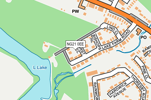 NG21 0EE map - OS OpenMap – Local (Ordnance Survey)