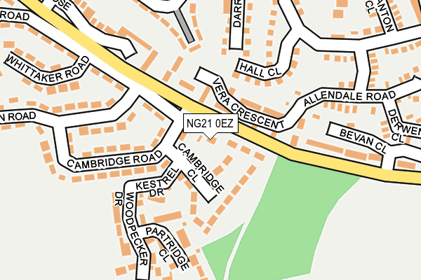 NG21 0EZ map - OS OpenMap – Local (Ordnance Survey)