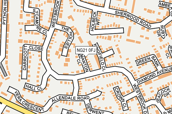 NG21 0FJ map - OS OpenMap – Local (Ordnance Survey)