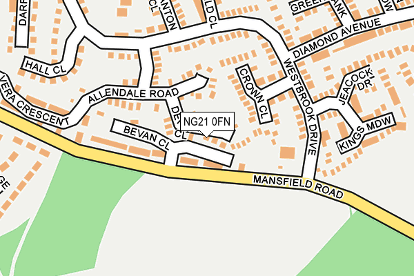 NG21 0FN map - OS OpenMap – Local (Ordnance Survey)