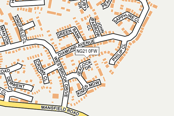 NG21 0FW map - OS OpenMap – Local (Ordnance Survey)