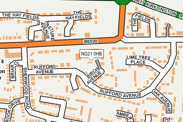 NG21 0HB map - OS OpenMap – Local (Ordnance Survey)