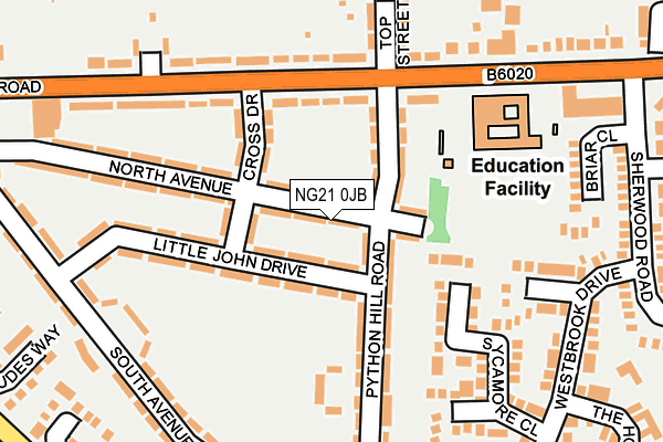 NG21 0JB map - OS OpenMap – Local (Ordnance Survey)