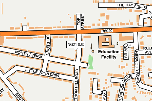 NG21 0JD map - OS OpenMap – Local (Ordnance Survey)