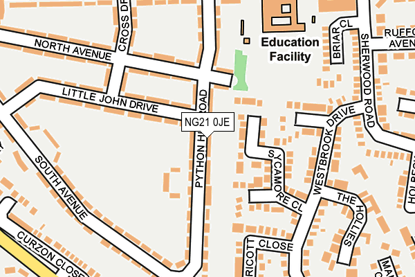 NG21 0JE map - OS OpenMap – Local (Ordnance Survey)