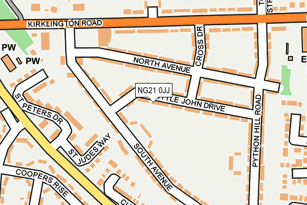 NG21 0JJ map - OS OpenMap – Local (Ordnance Survey)