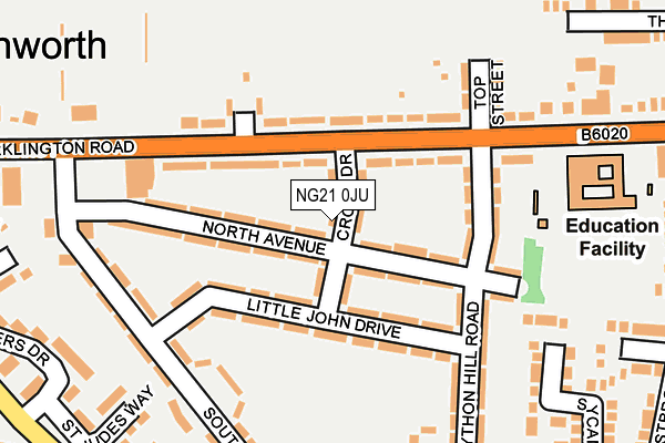 NG21 0JU map - OS OpenMap – Local (Ordnance Survey)