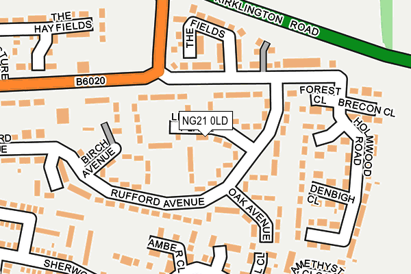 NG21 0LD map - OS OpenMap – Local (Ordnance Survey)