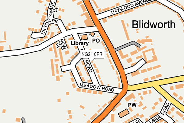 NG21 0PR map - OS OpenMap – Local (Ordnance Survey)