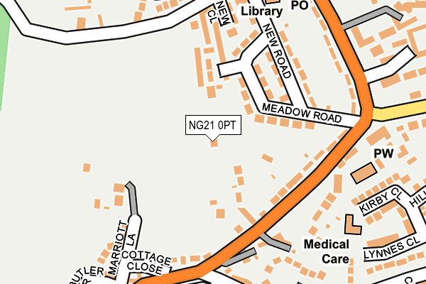 NG21 0PT map - OS OpenMap – Local (Ordnance Survey)