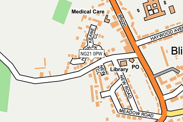 NG21 0PW map - OS OpenMap – Local (Ordnance Survey)